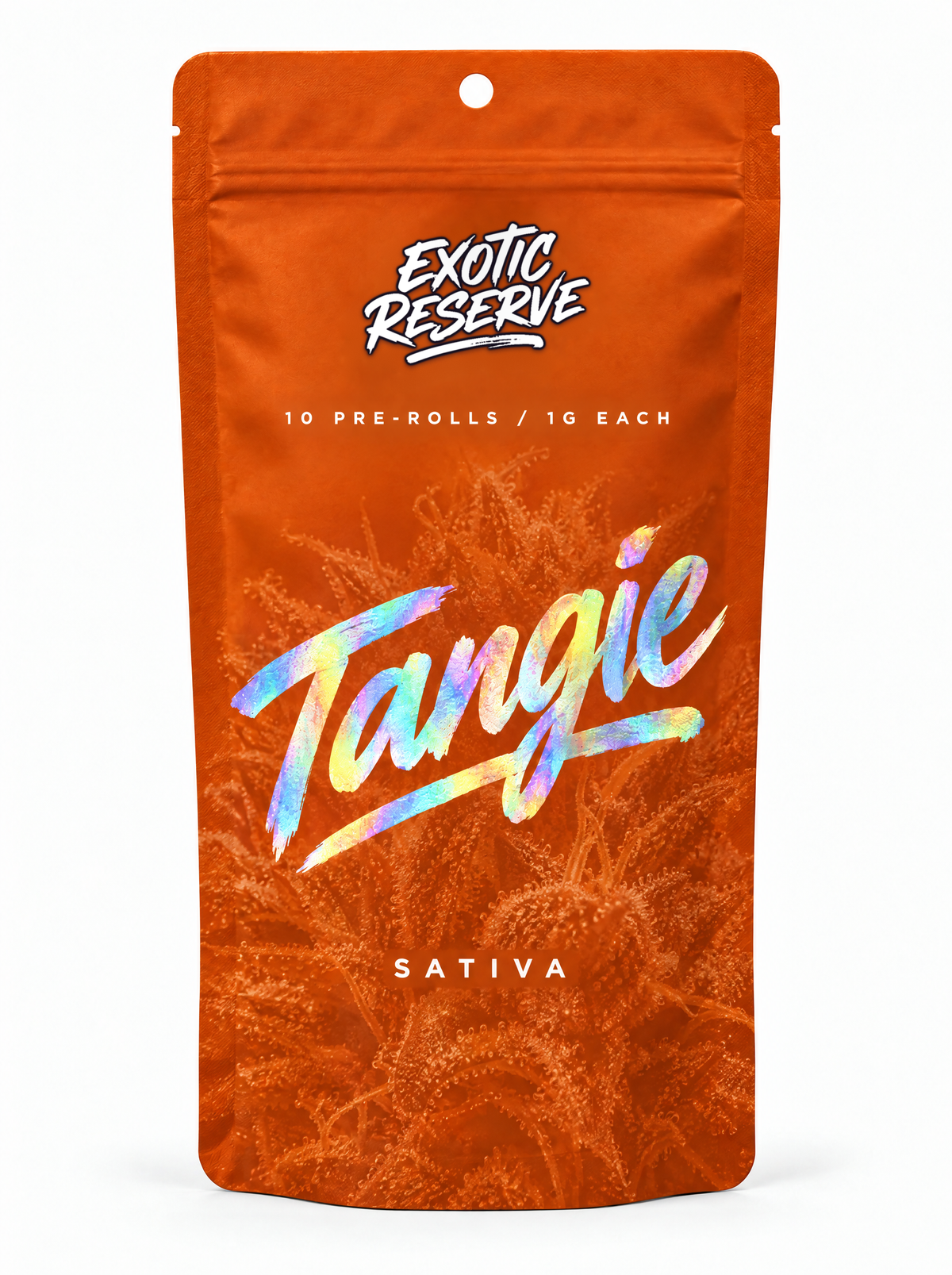 Tangie Pre-Roll 10-Pack in its Exotic Reserve mylar bag