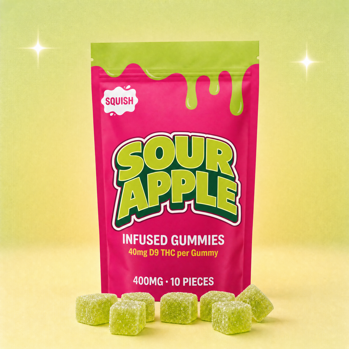 SQUISH Sour Apple gummies, 10-count pouch