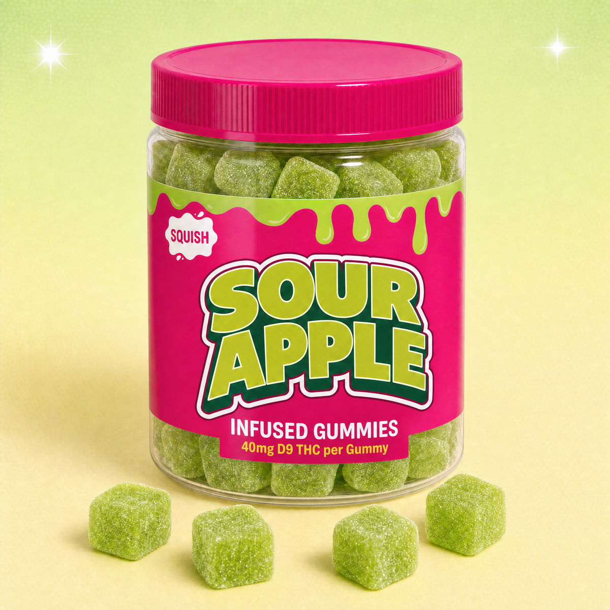 SQUISH Sour Apple gummies, jar