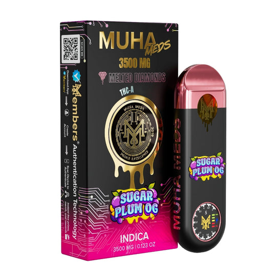 Muha Meds Sugar Plum OG melted diamonds vape