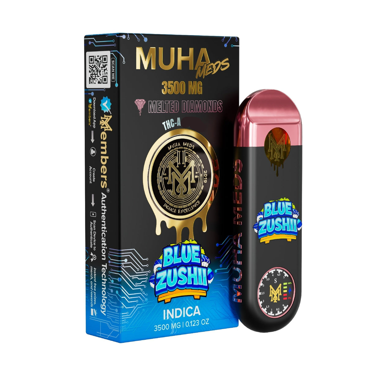 Muha Meds Blue Zushii melted diamonds vape