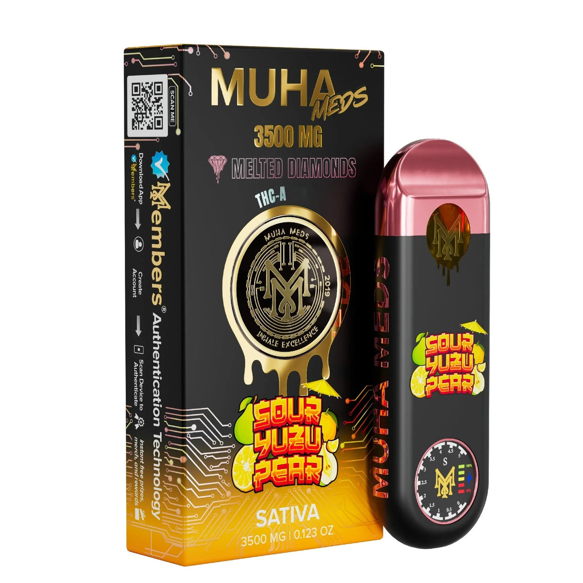 Muha Meds Sour Yuzu Pear melted diamonds vape