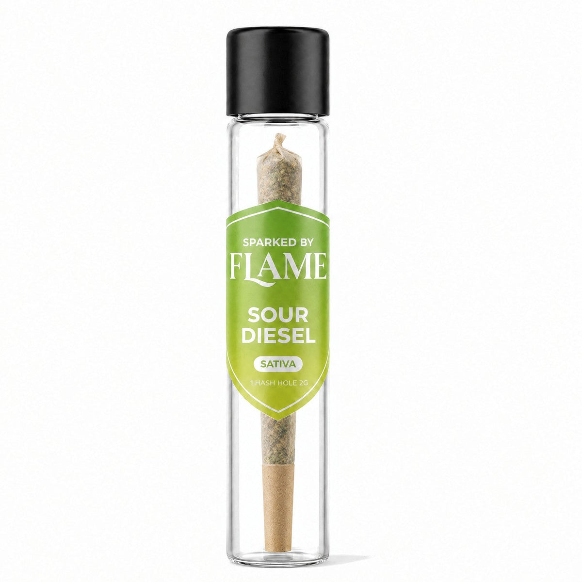 Sour Diesel Hash Hole in its Sparked by Flame tube